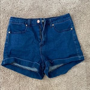 High waisted jean shorts